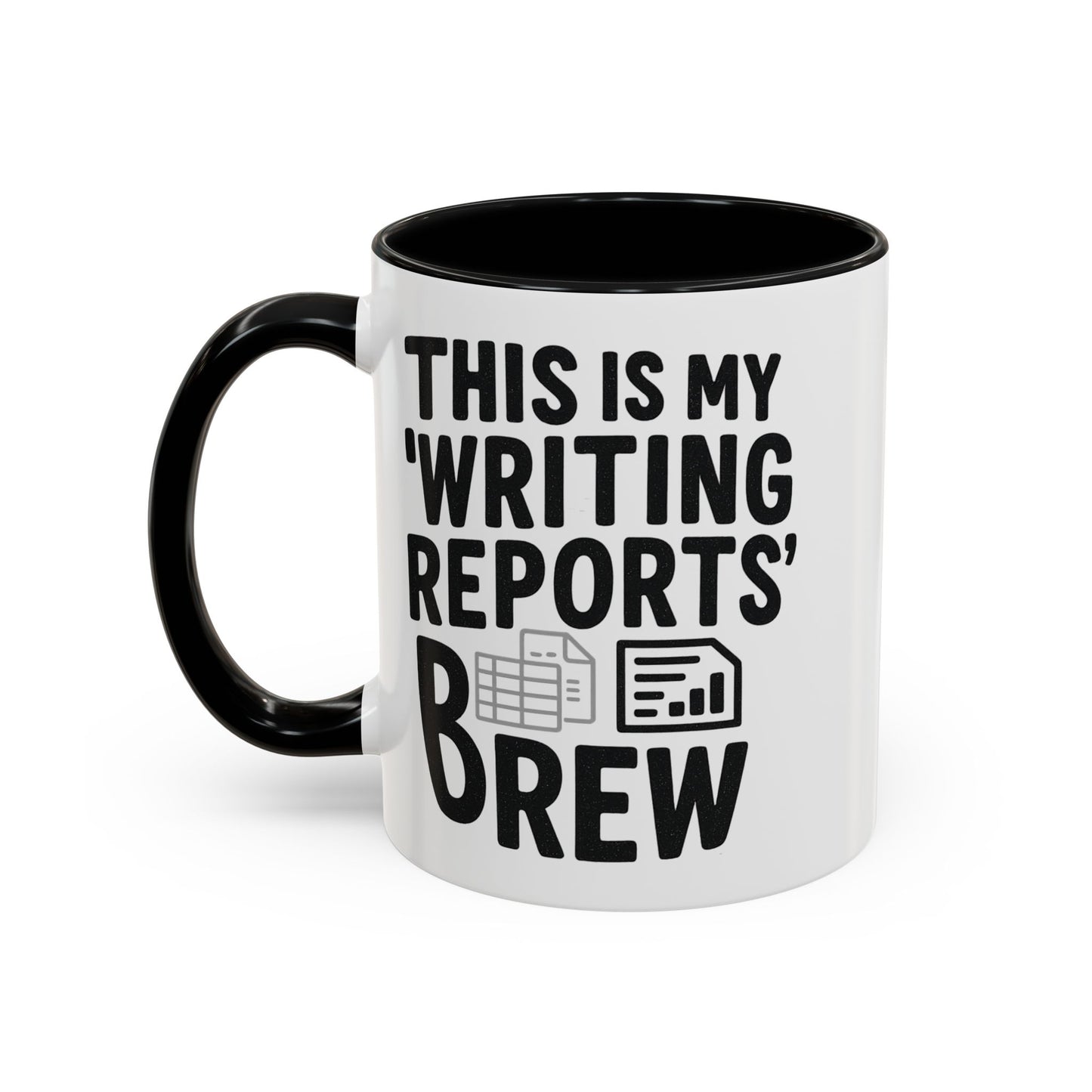 Writing Reports Accent Coffee Mug – Funny Office Gift, Work From Home, Police, Coffee Lover Humor