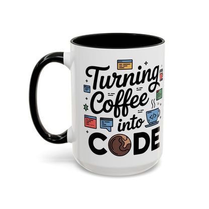 Turning Coffee into Code Mug, Programmer Gift, Coffee Lovers Cup, Tech Humor, Office Decor, Geeky Coffee Mug