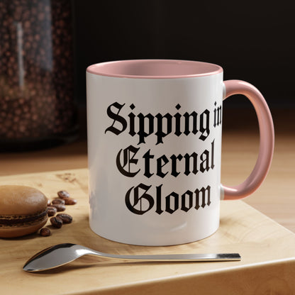 Eternal Gloom Accent Mug - Gothic Coffee Cup, Dark Aesthetic Drinkware, Unique Gift for Halloween, Home Office Decor, Quote Mug