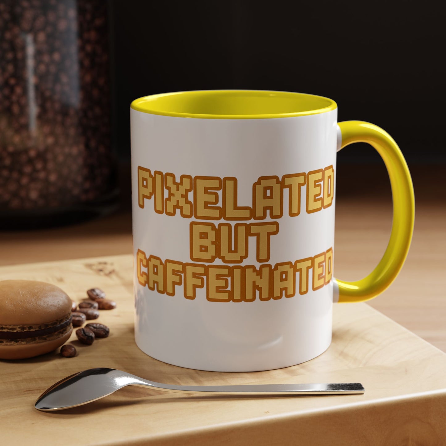 Pixelated Caffeinated Coffee Mug | Gamer Gift, Cute Coffee Cup, Retro Style Mug, Unique Gift for Him/Her, Home Office Decor