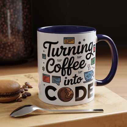 Turning Coffee into Code Mug, Programmer Gift, Coffee Lovers Cup, Tech Humor, Office Decor, Geeky Coffee Mug