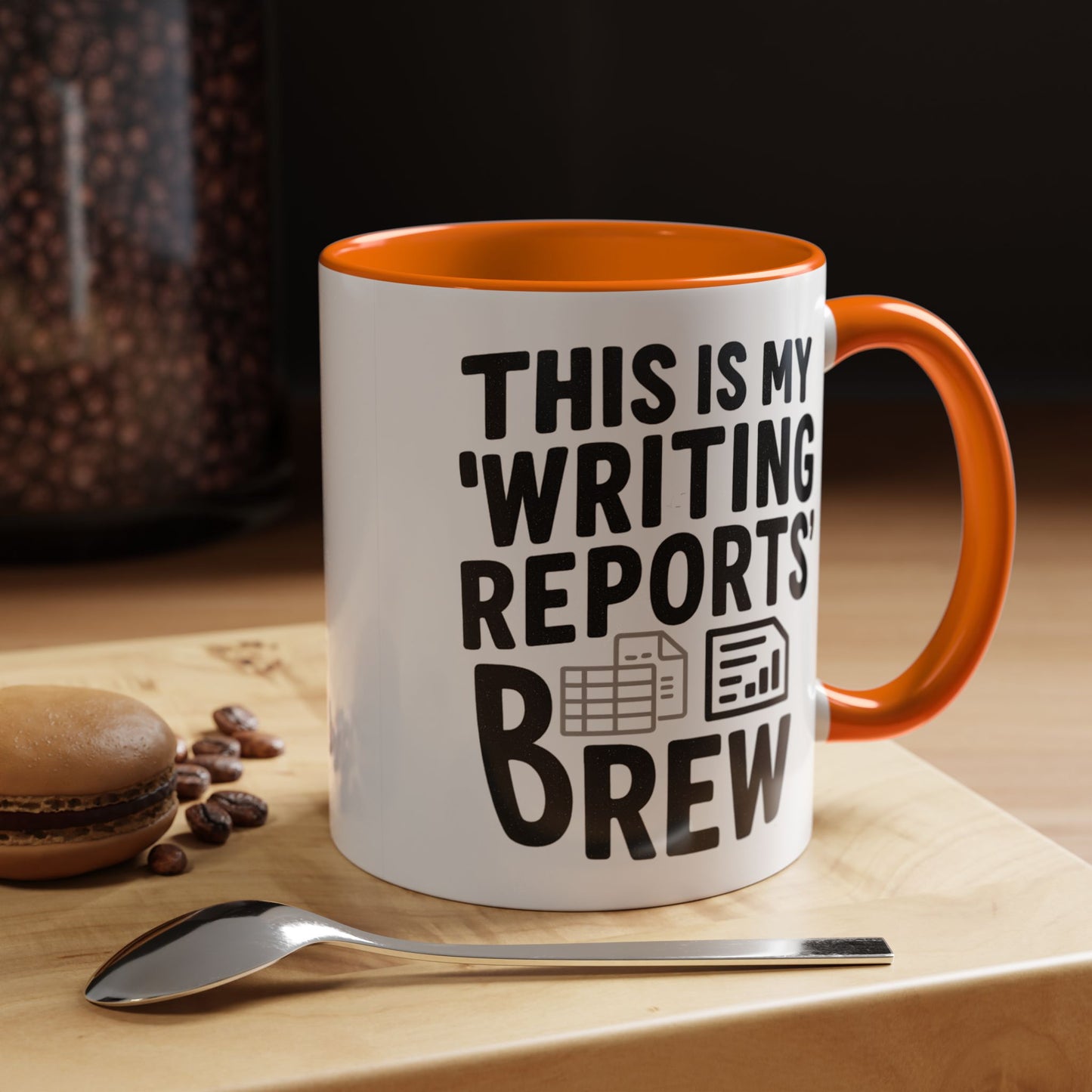 Writing Reports Accent Coffee Mug – Funny Office Gift, Work From Home, Police, Coffee Lover Humor