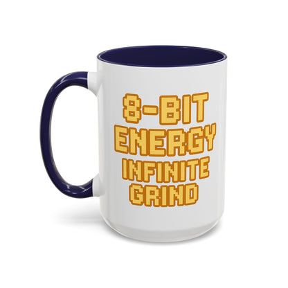 8-Bit Energy Infinite Grind, Cool Gaming Gift, Retro Video Game Cup, Perfect for Gamers, Fun Office Mug