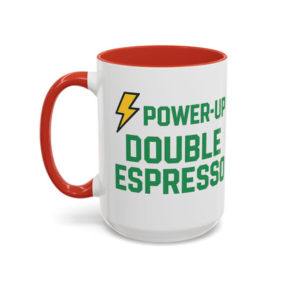 Power-Up Double Espresso Coffee Mug | Energizing Drinkware for Coffee Lovers, Gift for Baristas, Morning Motivation, Kitchen Decor