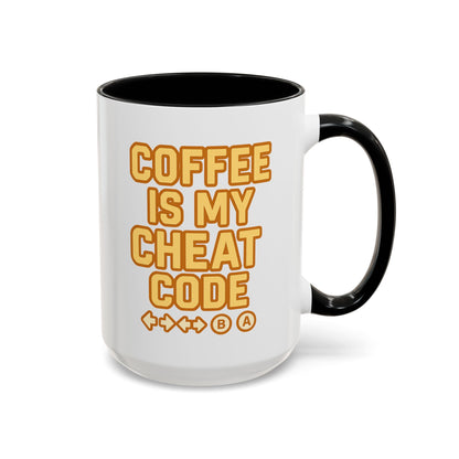 Coffee is My Cheat Code, Game Themed Gift, Funny Mug for Gamers, Gaming Accessory, Birthday Gift for Him