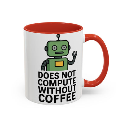 Funny Robot Coffee Mug | Does Not Compute Without Coffee | Gift for Tech Lovers, Office Humor, Geeky Kitchen Decor