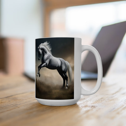 Ceramic Mug 15oz with White Horse