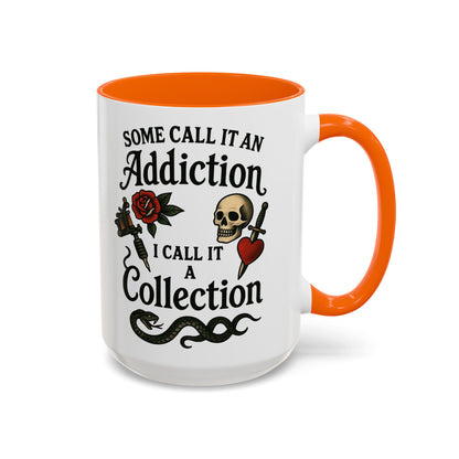 Tattoo Addiction Coffee Mug - Unique Gift, Skulls & Roses Design, Perfect for Collectors, Gothic Decor