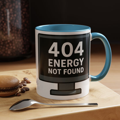 Humorous 404 Energy Not Found Coffee Mug, Funny Gift for Programmers, Unique Office Mug, Tech Lover's Gift, Coffee Lovers Mug