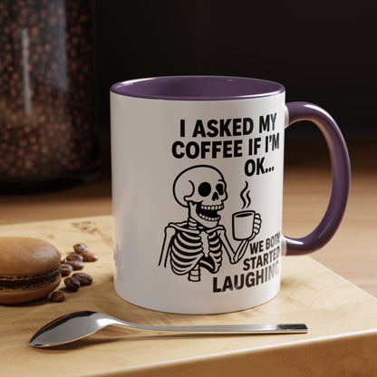 Funny Skeleton Coffee Mug, Halloween Gift, Cute Skeleton Amor, Office Mug, Day of the Dead Coffee Cup
