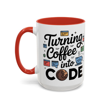 Turning Coffee into Code Mug, Programmer Gift, Coffee Lovers Cup, Tech Humor, Office Decor, Geeky Coffee Mug