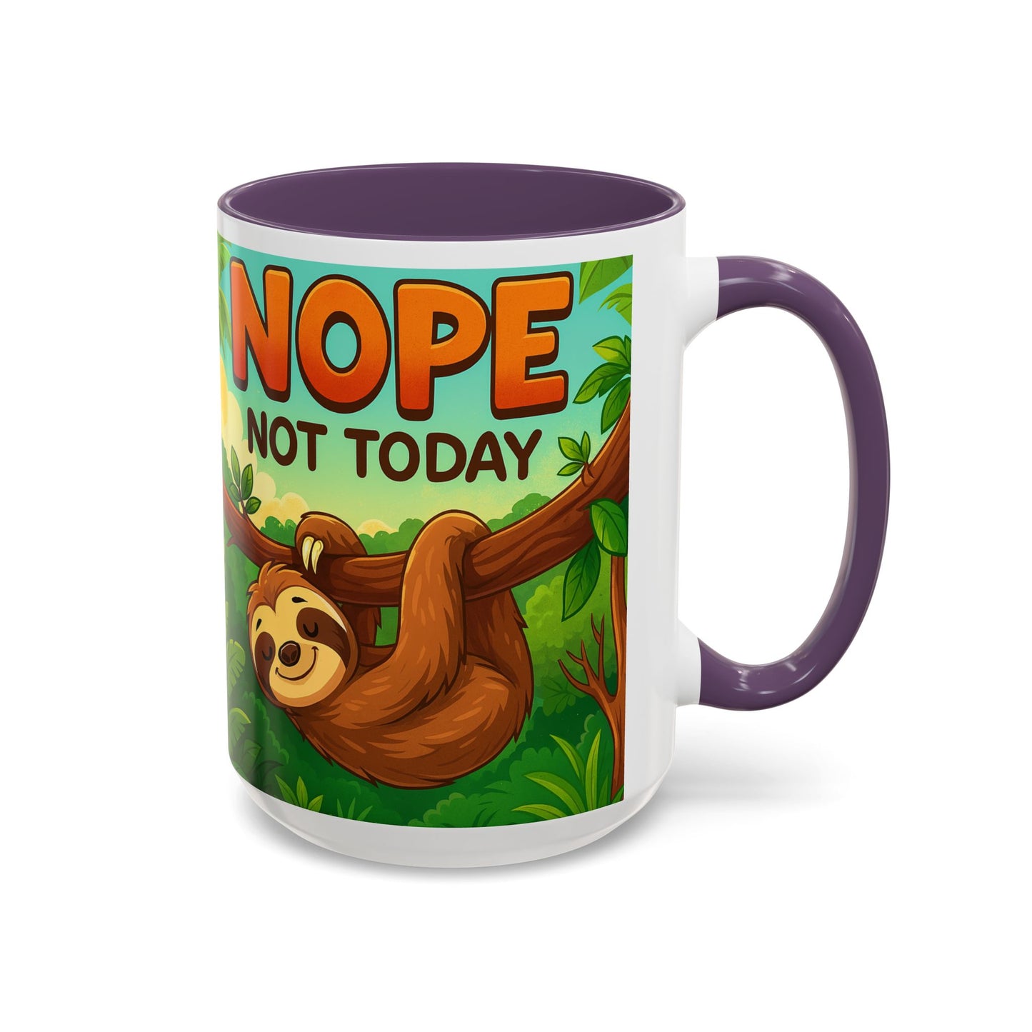 Sloth Nope Not Today-Themed Coffee Mug, Humorous Accent Mug for Animal Lovers, Perfect for Birthdays