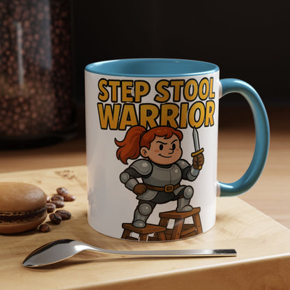 Step Stool Warrior Coffee Mug - Fun Gift for Kids, Unique Kitchenware, Playful Drinkware, Parenting Humor, Kids' Motivation