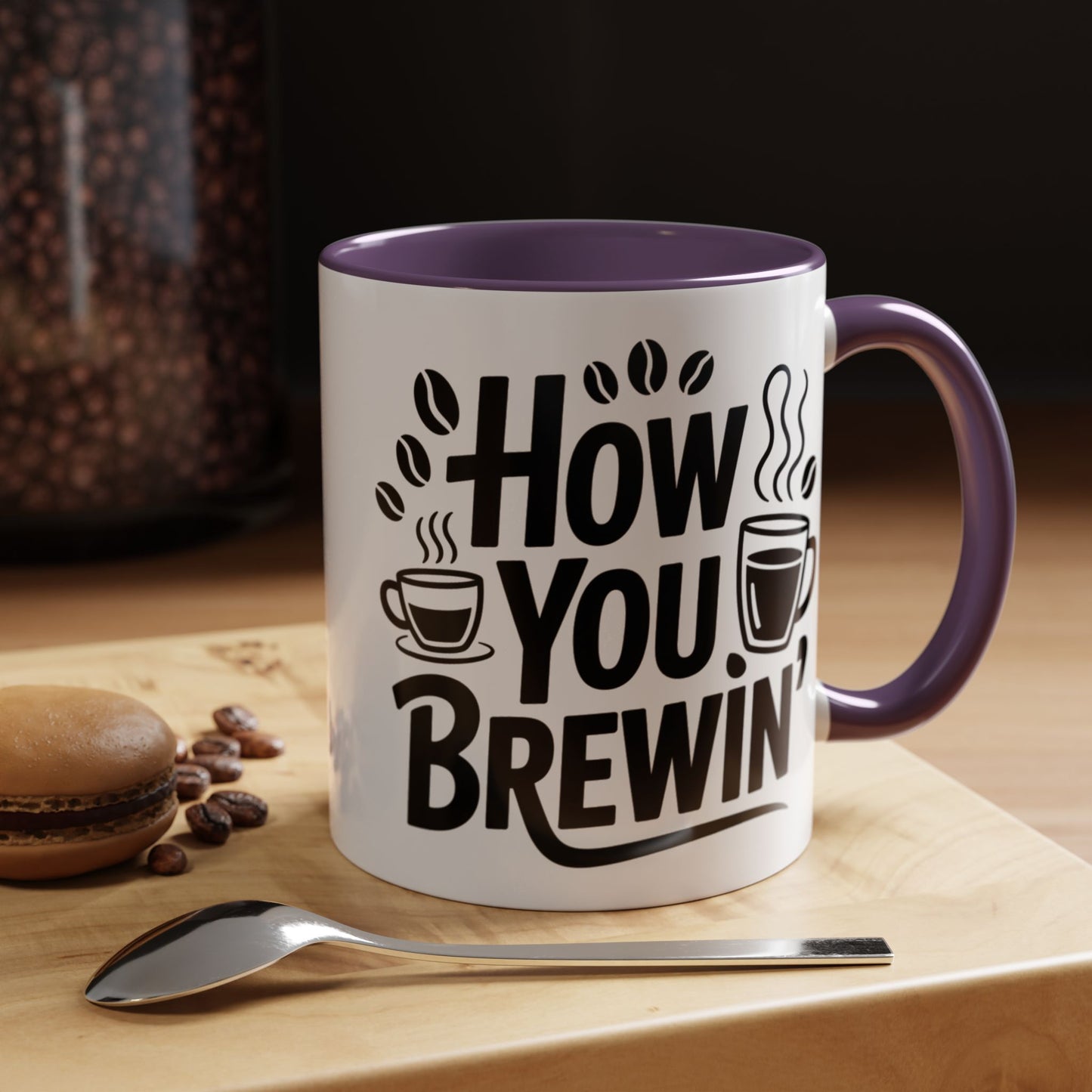 How You Brewin' Coffee Lover's Accent Mug -  Perfect for Daily Coffee Ritual, Birthday Gift