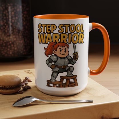 Step Stool Warrior Coffee Mug - Fun Gift for Kids, Unique Kitchenware, Playful Drinkware, Parenting Humor, Kids' Motivation