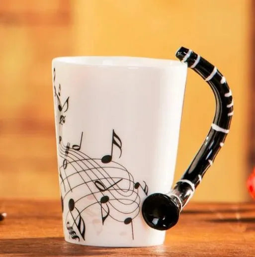 Music Notes with Instrument Handle ceramic mug porcelain cup - Mug World