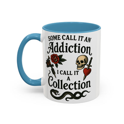 Tattoo Addiction Coffee Mug - Unique Gift, Skulls & Roses Design, Perfect for Collectors, Gothic Decor