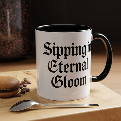 Eternal Gloom Accent Mug - Gothic Coffee Cup, Dark Aesthetic Drinkware, Unique Gift for Halloween, Home Office Decor, Quote Mug