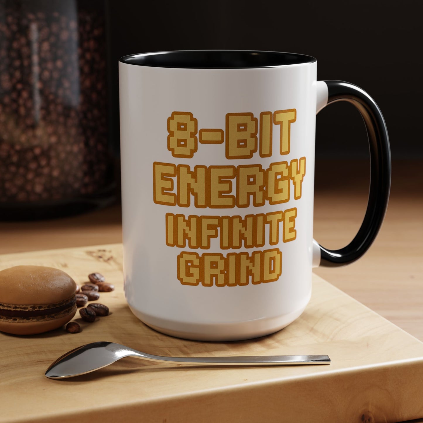 8-Bit Energy Infinite Grind, Cool Gaming Gift, Retro Video Game Cup, Perfect for Gamers, Fun Office Mug
