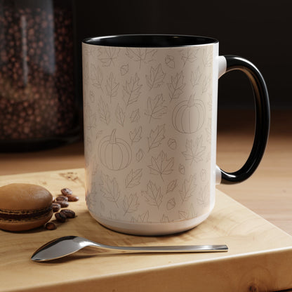 Autumn Leaves Accent Coffee Mug | Fall Decor, Pumpkin Lovers Gift, Cozy Mornings, Seasonal Kitchenware, Ideal for Thanksgiving