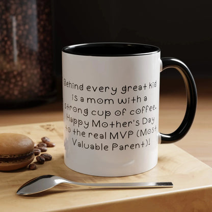 Behind every great kid- Mother's Day 11oz two-tone ceramic mug - Unique gift for Mom - Mug World