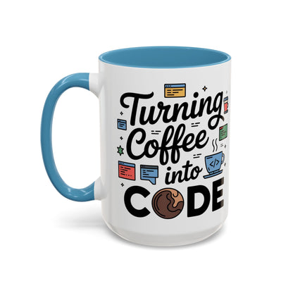 Turning Coffee into Code Mug, Programmer Gift, Coffee Lovers Cup, Tech Humor, Office Decor, Geeky Coffee Mug