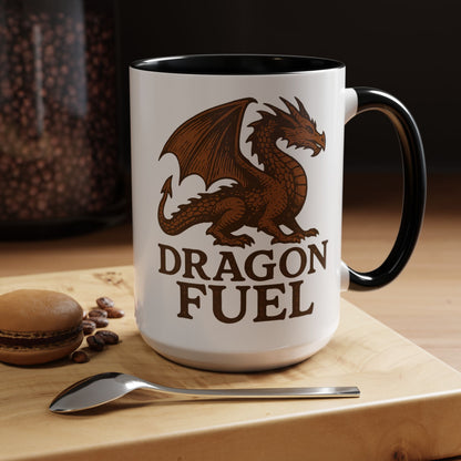 Dragon Fuel Coffee Mug - 11/15oz, Fantasy Gift for Gamers, Unique Dragon Lover's Cup, Dungeons & Dragons Drinkware, Gift for Wizards