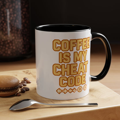 Coffee is My Cheat Code, Game Themed Gift, Funny Mug for Gamers, Gaming Accessory, Birthday Gift for Him