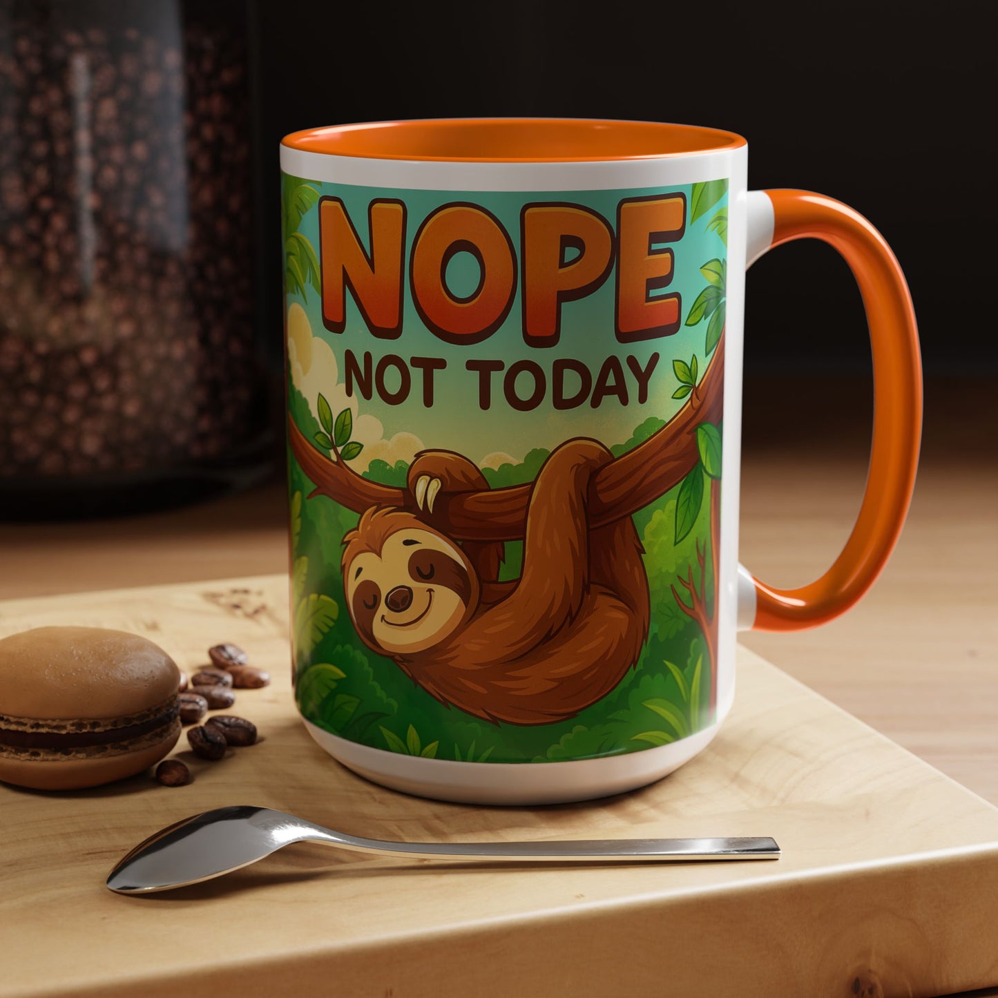 Sloth Nope Not Today-Themed Coffee Mug, Humorous Accent Mug for Animal Lovers, Perfect for Birthdays