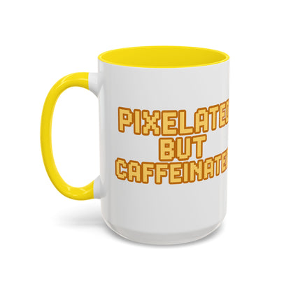 Pixelated Caffeinated Coffee Mug | Gamer Gift, Cute Coffee Cup, Retro Style Mug, Unique Gift for Him/Her, Home Office Decor