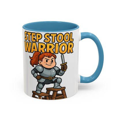 Step Stool Warrior Coffee Mug - Fun Gift for Kids, Unique Kitchenware, Playful Drinkware, Parenting Humor, Kids' Motivation