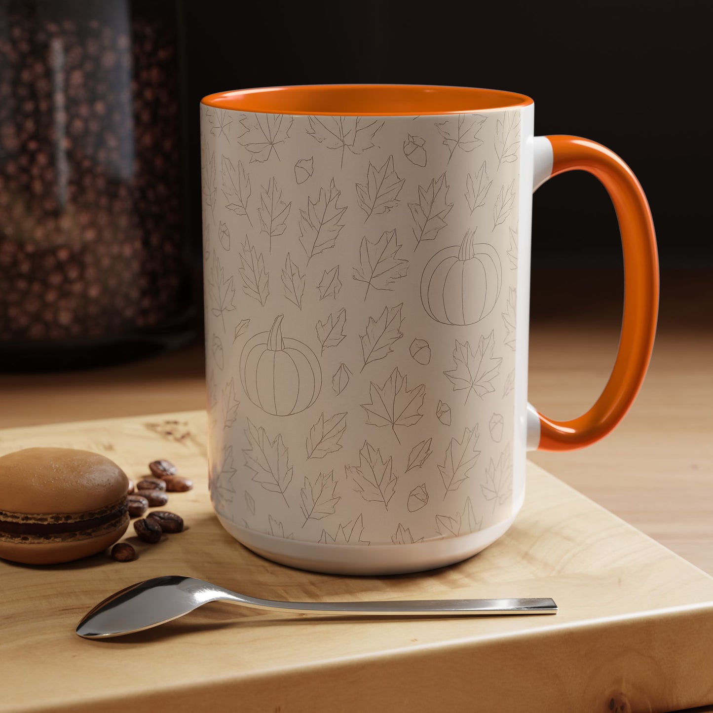 Autumn Leaves Accent Coffee Mug | Fall Decor, Pumpkin Lovers Gift, Cozy Mornings, Seasonal Kitchenware, Ideal for Thanksgiving
