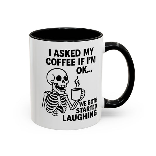 Funny Skeleton Coffee Mug, Halloween Gift, Cute Skeleton Amor, Office Mug, Day of the Dead Coffee Cup