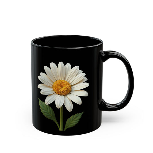 Daisy Floral Black Mug - Perfect for Coffee Lovers, Home Decor, Gift for Mom, Birthday, or Any Occasion