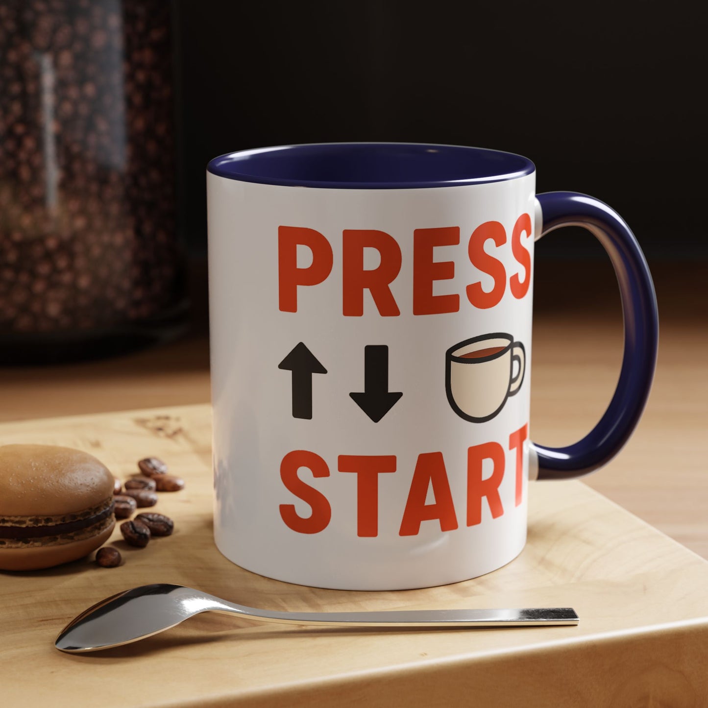 Press Start Retro Gamer Design, Fun Gifts for Gamers, Office Essentials, Tea Lovers, Unique Home Decor