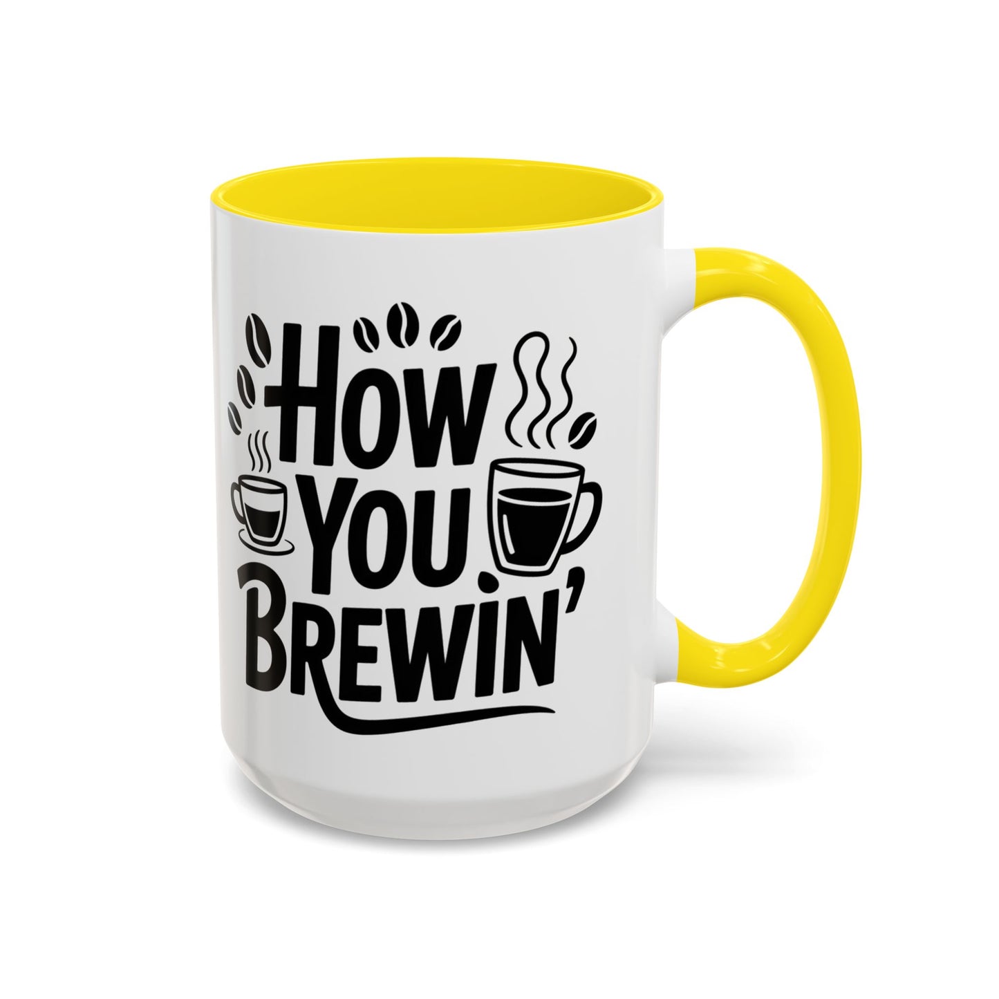 How You Brewin' Coffee Lover's Accent Mug -  Perfect for Daily Coffee Ritual, Birthday Gift