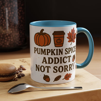Pumpkin Spice Addict Coffee Mug, Cozy Fall Gift for Coffee Lovers, Autumn Decor, Cute Mug for Thanksgiving