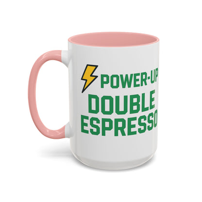 Power-Up Double Espresso Coffee Mug | Energizing Drinkware for Coffee Lovers, Gift for Baristas, Morning Motivation, Kitchen Decor