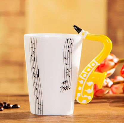 Music Notes with Instrument Handle ceramic mug porcelain cup - Mug World