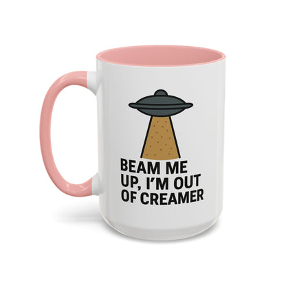 Funny Space-Themed Coffee Mug, Humorous Gift for Coffee Lovers, Out of Creamer, Alien Design, Quirky Kitchenware