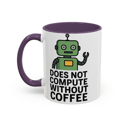 Funny Robot Coffee Mug | Does Not Compute Without Coffee | Gift for Tech Lovers, Office Humor, Geeky Kitchen Decor
