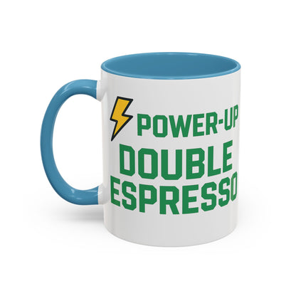 Power-Up Double Espresso Coffee Mug | Energizing Drinkware for Coffee Lovers, Gift for Baristas, Morning Motivation, Kitchen Decor