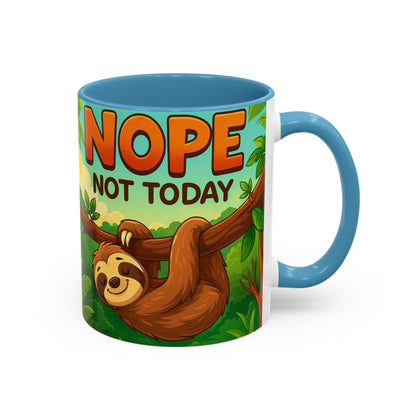 Sloth Nope Not Today-Themed Coffee Mug, Humorous Accent Mug for Animal Lovers, Perfect for Birthdays