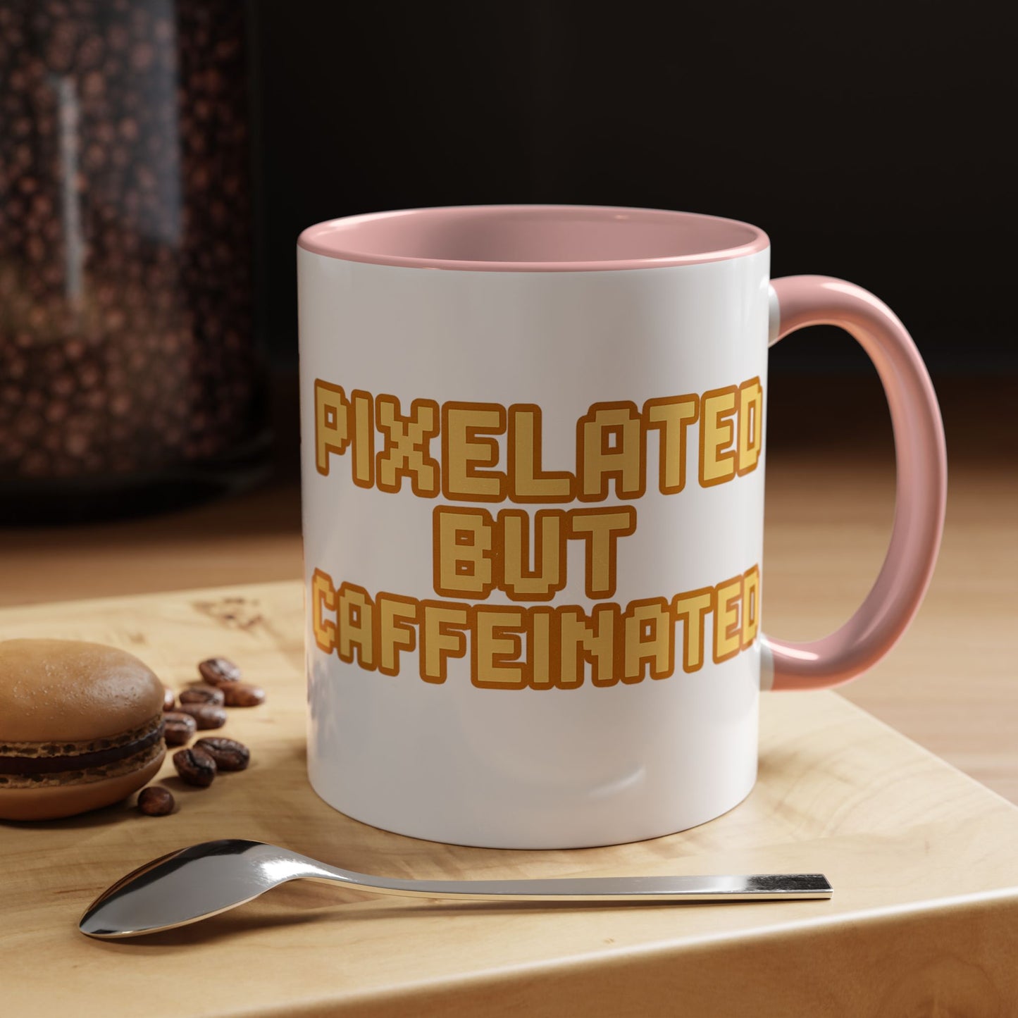 Pixelated Caffeinated Coffee Mug | Gamer Gift, Cute Coffee Cup, Retro Style Mug, Unique Gift for Him/Her, Home Office Decor