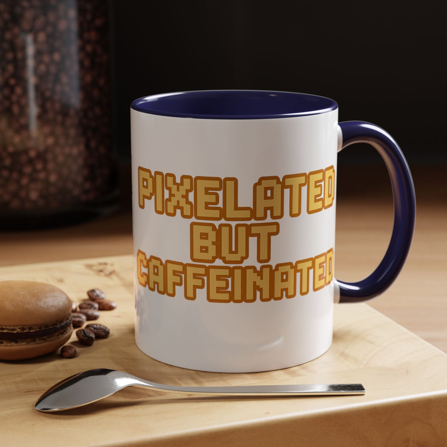 Pixelated Caffeinated Coffee Mug | Gamer Gift, Cute Coffee Cup, Retro Style Mug, Unique Gift for Him/Her, Home Office Decor