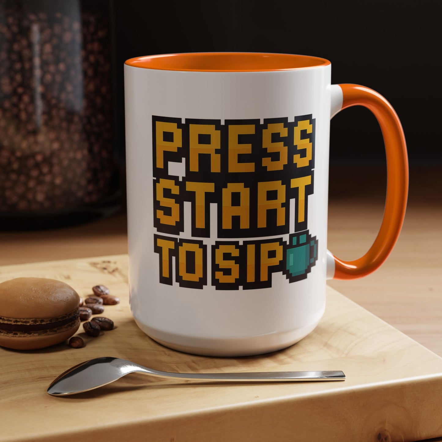 Gamer Coffee Mug, Press Start To Sip, Video Game Gift, Fun Kitchenware, Gaming Decor, Retro Style Mug