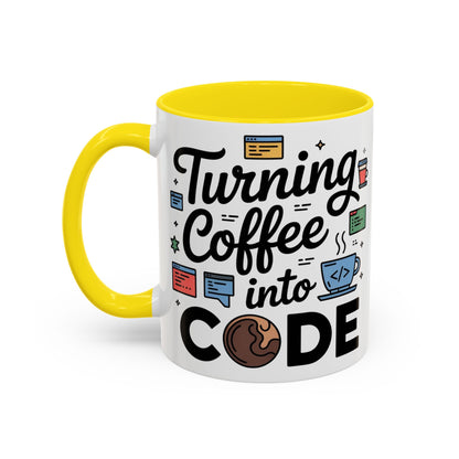 Turning Coffee into Code Mug, Programmer Gift, Coffee Lovers Cup, Tech Humor, Office Decor, Geeky Coffee Mug