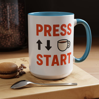 Press Start Retro Gamer Design, Fun Gifts for Gamers, Office Essentials, Tea Lovers, Unique Home Decor