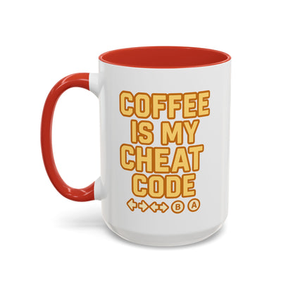 Coffee is My Cheat Code, Game Themed Gift, Funny Mug for Gamers, Gaming Accessory, Birthday Gift for Him