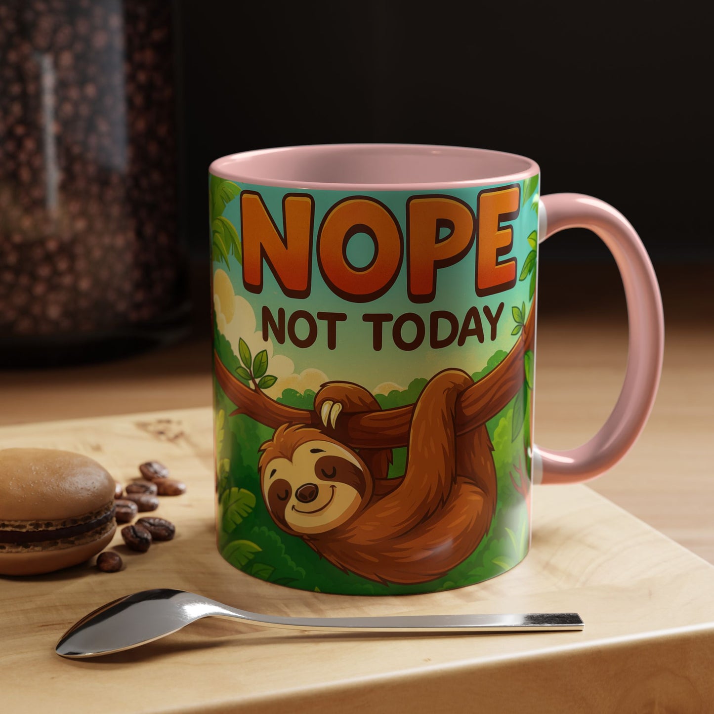 Sloth Nope Not Today-Themed Coffee Mug, Humorous Accent Mug for Animal Lovers, Perfect for Birthdays